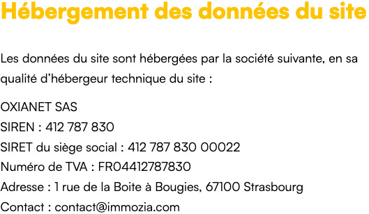Hébergement des données du site